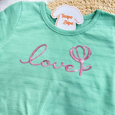 Conj. Blusa Love com Amarração e Short - Verde